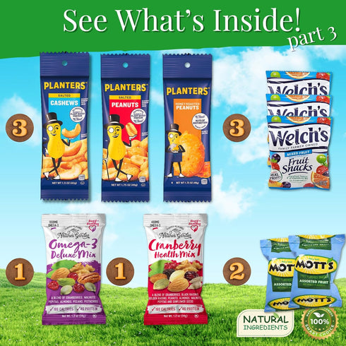 (28 Count) Healthy Snack Variety Box for Adults - Deluxe Assortment with Granola Bars, Nut Mixes, and Fruit Snacks