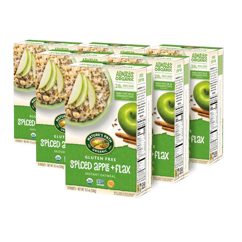 11.3 oz (Pack 6), Nature's Path Organic Spiced Apple + Flax Instant Oatmeal, of Gluten Free, Non-GMO