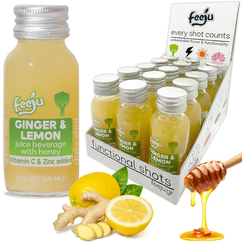15 60ml Immunity Pcs Lemon & Ginger Shots with Honey - Hand-squeezed Shots for Digestion and Energy Boost No Allergens