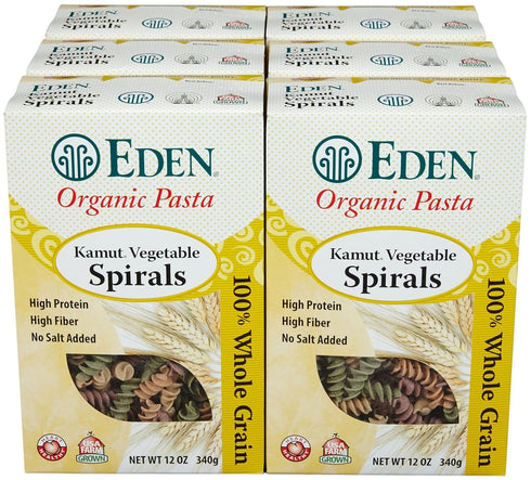 100% 12 oz 6 Pack Eden Kamut Vegetable Spirals
