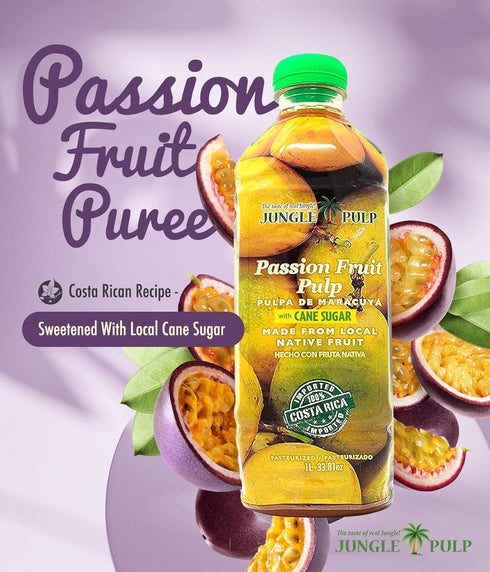 Jungle Pulp 33.8oz/1 Passion Fruit Puree Costa Rica Blend, Topping, Flavoring, Better Than Syrup, For Cocktails
