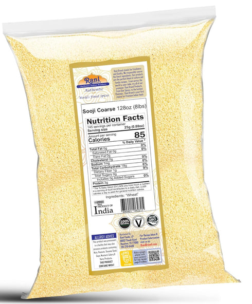 128oz (8lbs) 3.63kg Rani Sooji Coarse (Farina, Suji, Rava, Rawa, Wheat Semolina) Flour Bulk ~ All Natural | Vegan |