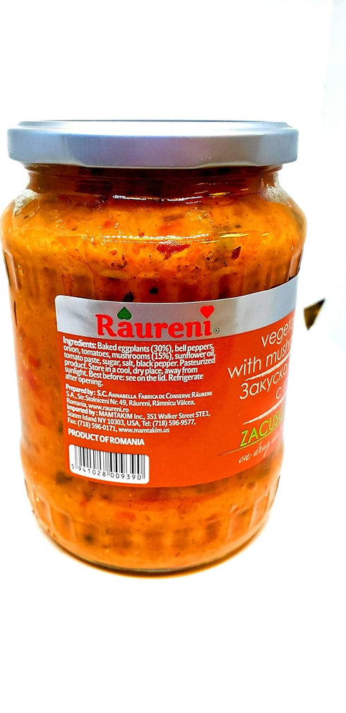 Raureni 700 Traditional Romanian Zacusca Vegatable Spread with Mushrooms Russian Eggplant Spread grams