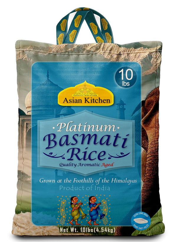 Asian Kitchen Platinum White Basmati Rice Extra Long Aged 10lbs (4.54kg) ~