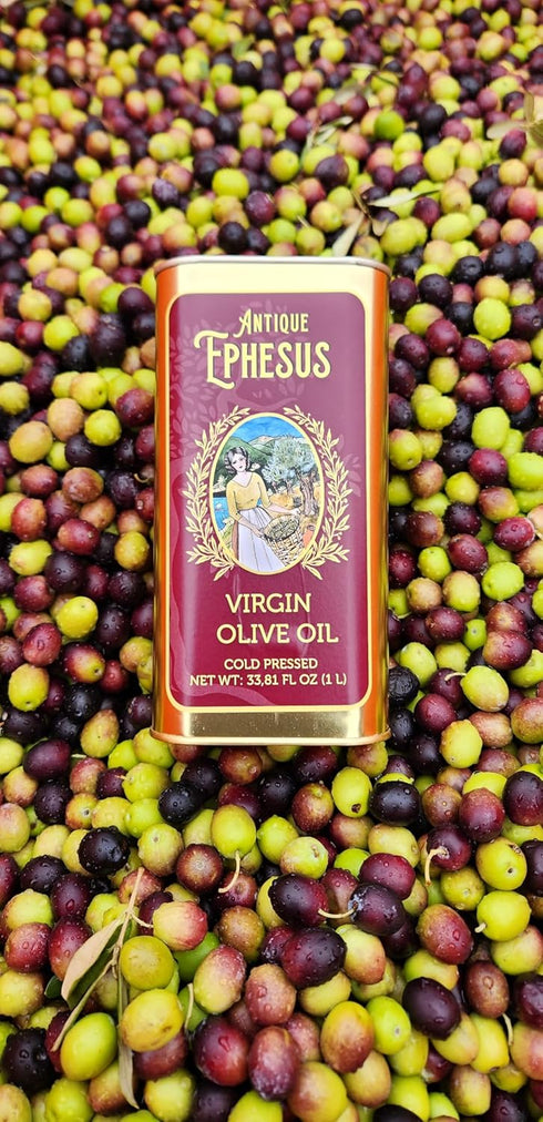 1 33.81 Cold Pressed Virgin Olive Oil L - Fluid Ounce, Antique Ephesus, Mediterranean Region of Ayvalik Turkey