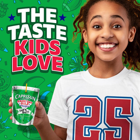 10 6 oz Capri Sun Game Day Gulp Juice Drink Blend Juice Boxes, Pouches, For School Lunches and Tailgates, All Natural