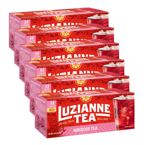 Luzianne Unsweetened Hibiscus Iced Tea Bags, Family Size, 22ct Box (Pack of