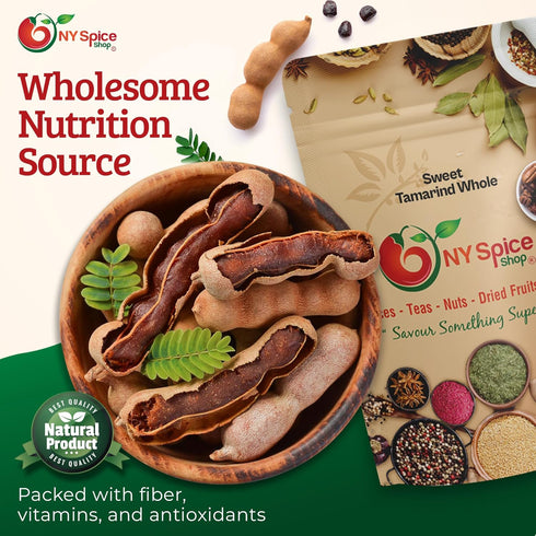 16 NY SPICE SHOP Sweet Tamarind Pods - Thailand Tamarinds Fruit - Fresh Whole Dried Tamarindo - Healthy Snack