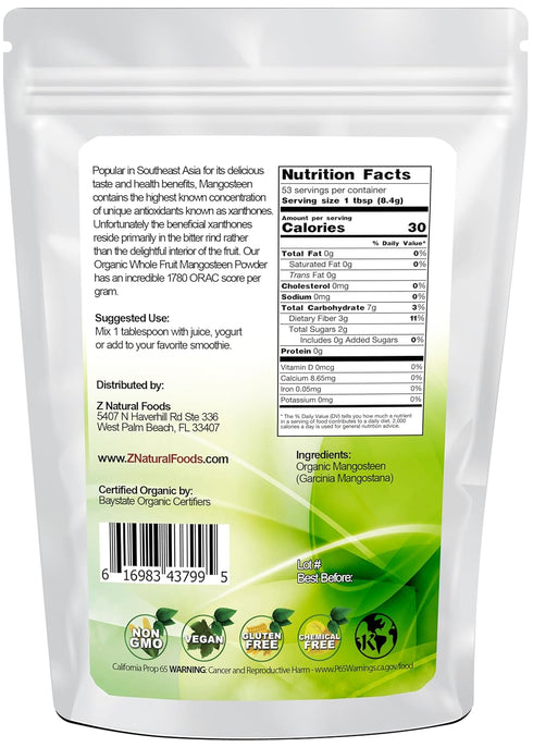 Nutrition-Packed, 1 lb. Z Natural Foods Mangosteen Fruit Powder, Supports Healthy Skin, Joints, and Blood Circulation
