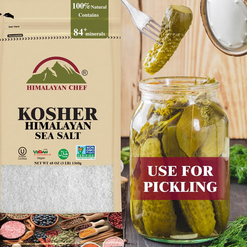 Himalayan Chef Kosher Sea Salt, Fine Grain, Non-Iodized, All Natural - 48 Ounce (Pack of 2)