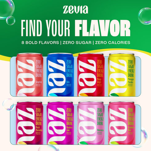 12 oz (12-Pack) Zevia Zero Sugar Energy Drink, Pineapple Paradise, Cans Naturally Sweetened, Non-GMO Project Verified