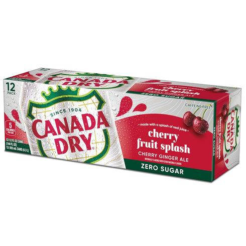 12oz, Pack 12 Canada Dry Zero Sugar Cherry Gingerale Fruit Splash