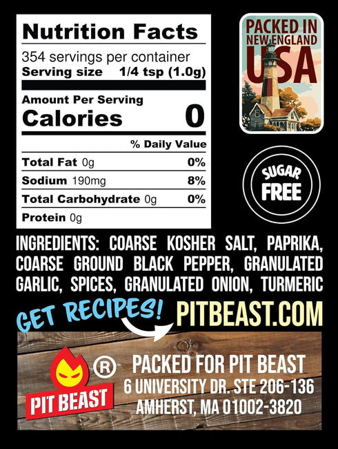 Pit Beast New England BBQ Rub | Keto, Sugar-Free, 0 Carbs, NO MSG, Gluten Free | Bold Barbecue Seasoning for Chicken,