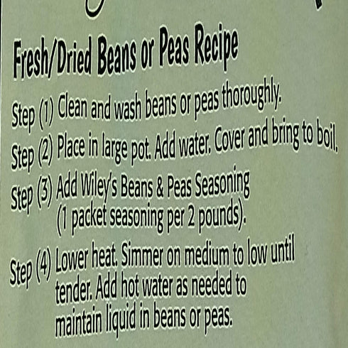 Beans and Peas Seasonings, Wiley's, 6 (SIX) Packets