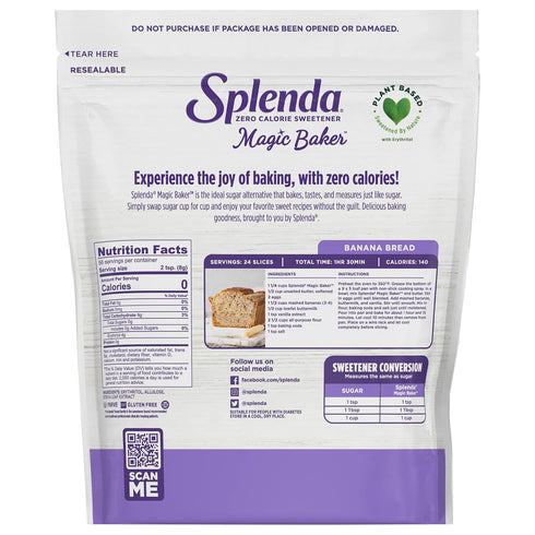 SPLENDA Magic Baker Zero Calorie Baking Blend with Stevia, Erythritol, and Allulose, 1lb Pouch