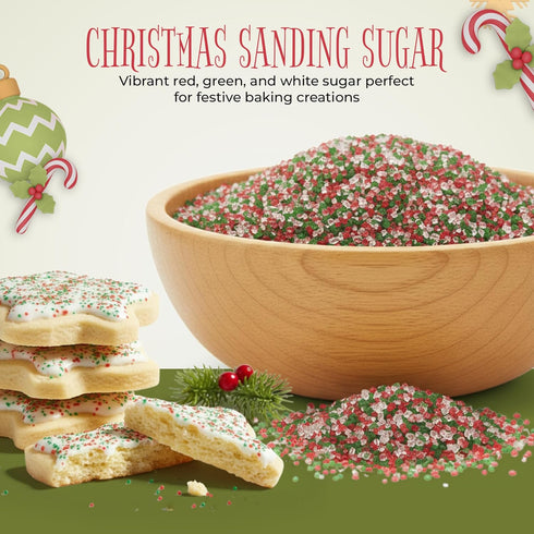 3 NY Spice Shop Sanding Sugars - Pound Nonpareils Snowflake Red, Green & White Sprinkles - Edible Themed Festive