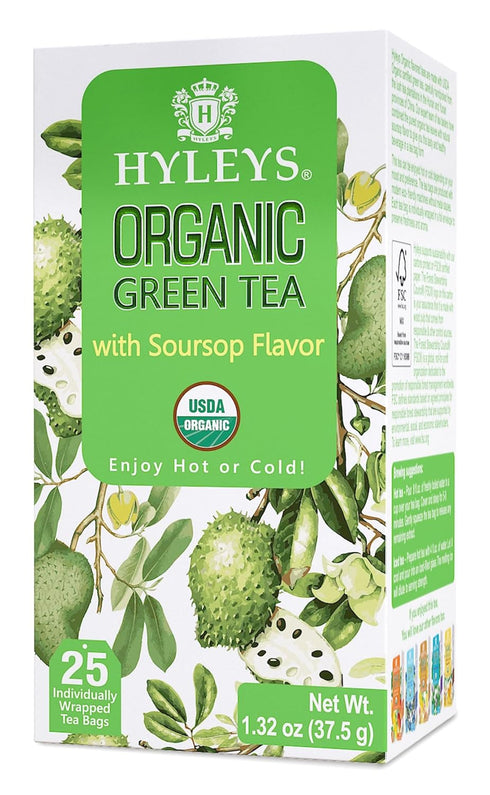 Hyleys Organic Green Tea Soursop Flavor, 25 Tea Bags, Graviola Guanabana Tea