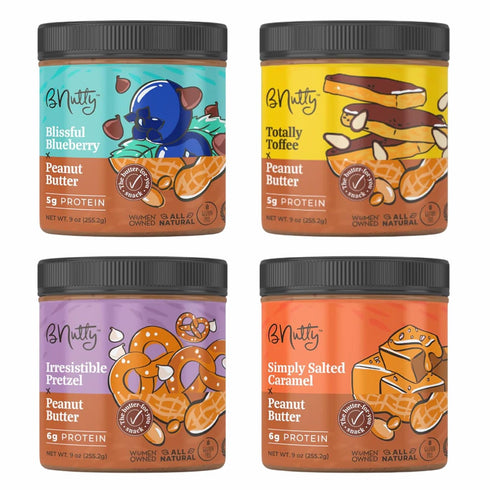 BNutty Gourmet Peanut Butter Variety Pack | Totally Toffee, Blissful Blueberry, Irresistible