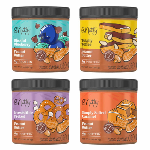 BNutty Gourmet Peanut Butter Variety Pack | Totally Toffee, Blissful Blueberry, Irresistible
