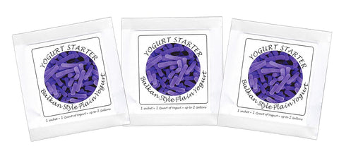 Yogurt Starter Cultures - Pack of 3 Freeze-dried Culture Sachets for Balkan