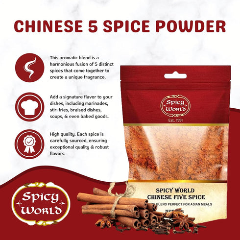 Spicy World 1.25 (20oz) 5 Chinese Five Spice Powder Pound Bag - Great for Asian meals, Chinese Spice Seasoning