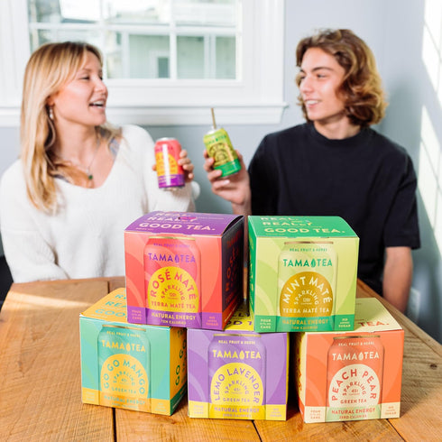 Pack, 45mg 12 oz (12-Pack) Unsweetened Sparkling Green Tea by Tama Tea - Organic Iced Green Tea Variety Zero Calories