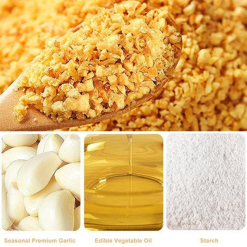 JTEDZI 1.1 lb (500g) Crispy Fried Garlic, Crunchy Fried Garlics Seasoning