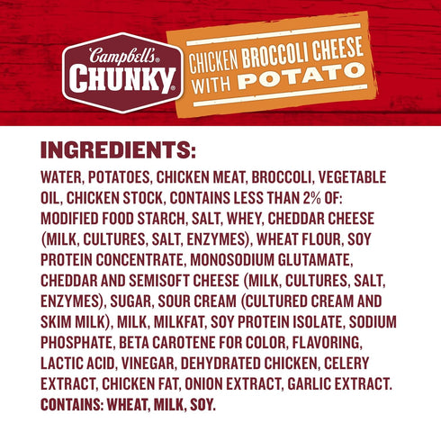 18.8 Oz Campbell's Chunky Soup, Chicken Broccoli Cheese Soup, Can