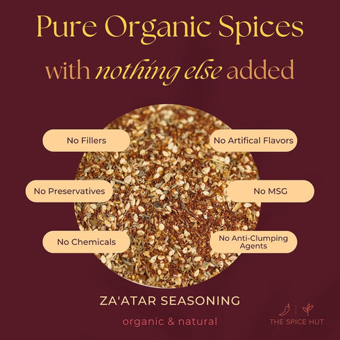 1lb Pack Kosher Za'atar Seasoning Mix Organic, No Salt, Authentic Zatar Seasoning Spice Blend with Sumac for Flavorful