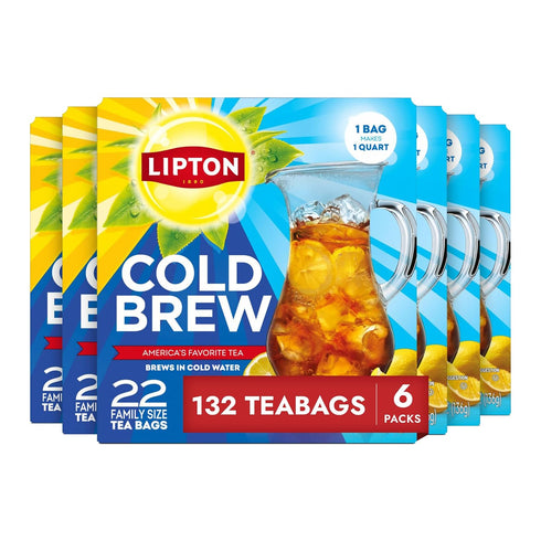 Lipton Cold Brew Black Tea Bags Family Size 6-Pack 132 Total Bags