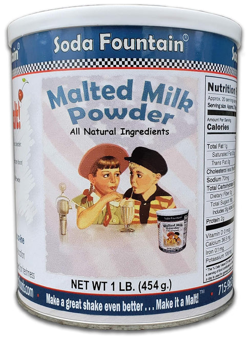 Soda Fountain Malted Milk Powder 1 lb. Canister - Malt Powder for Ice Cream