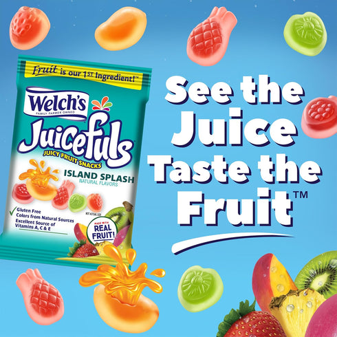 Pack, 1 oz (Pack 14) Welch's Juicefuls Juicy Fruit Snacks, Berry Blast & Island Splash, Fruit Gushers, Bulk Individual