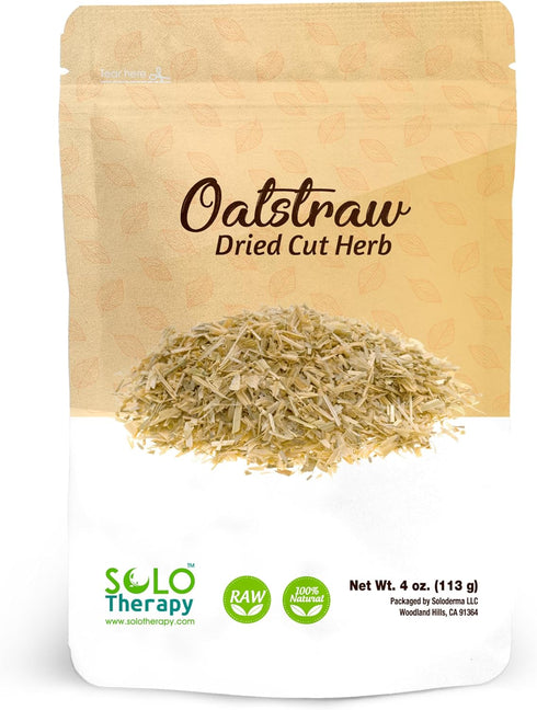 4 oz, Packaged Solo Therapy Oatstraw Dried Cut Herb Avena Sativa, Oatstraw Tea, Resealable Bag, Product from Croatia