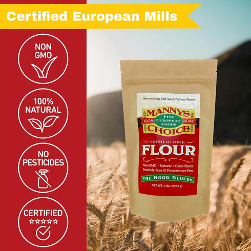 0 2 lb (Pack 3) Manny's Choice Natural All Purpose Unbleached Italian Artisan Wheat Flour Type for Baking of | Bread