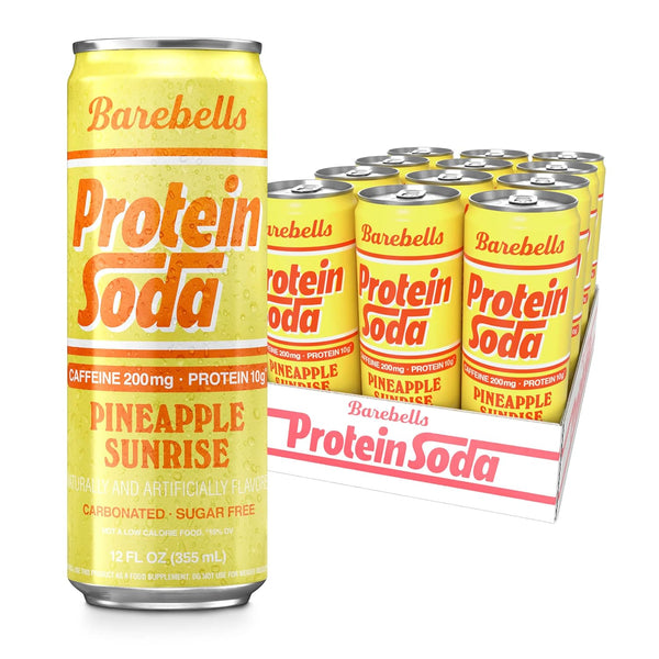 Barebells Protein Soda Pineapple Sunrise Sugar Free 10g Protein 200mg Caffeine B