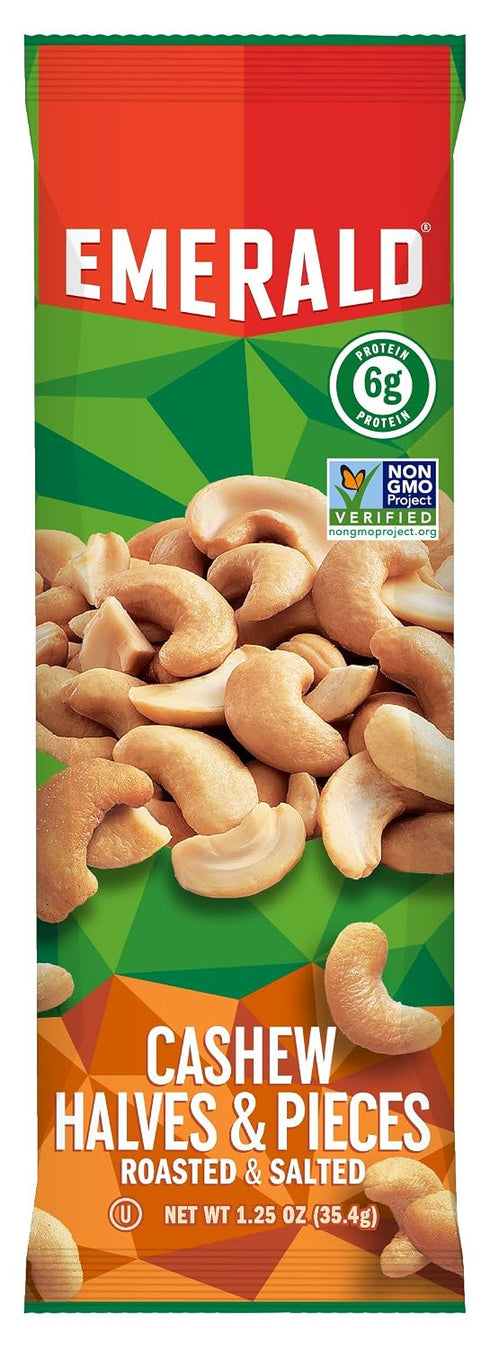 1.25 Emerald Nuts, Cashew Halves and Pieces, Ounce Single-Serve Tube