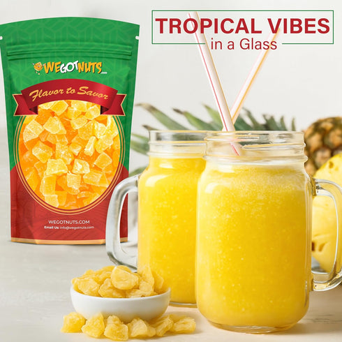 Packed (5lb) We Got Nuts Dried Pineapple Chunks | Freshly Pineapple In A Perfectly Sealed Bag | Healthy Snack Full