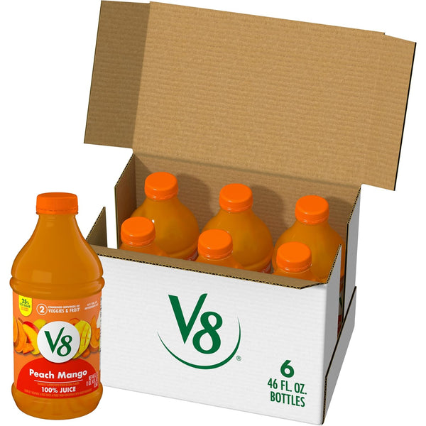 V8 Peach Mango 100% Fruit and Vegetable Juice, 46 fl oz Bottle