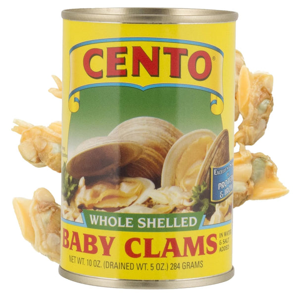 Cento Whole Shelled Baby Clams, 10 Oz (Pack of 12), Wild Caught Fresh