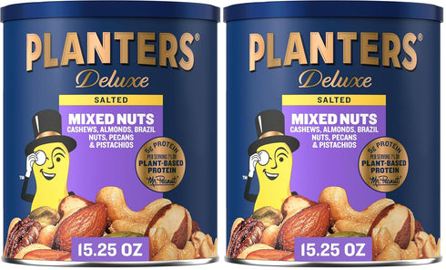 PLANTERS Deluxe Mixed Nuts - Roasted Cashews, Almonds, Brazil Nuts, Pistachios, and