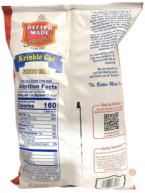 9-ounce Better Made Family Size krinkle cut potato chips bag