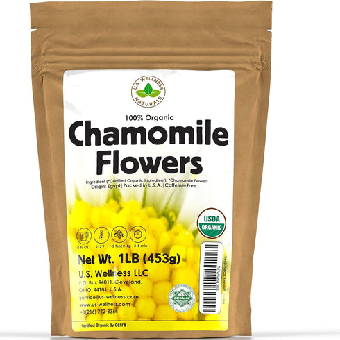 Chamomile Tea 1LB (16Oz) 100% CERTIFIED Organic (USDA seal) Chamomile Flowers Herbal