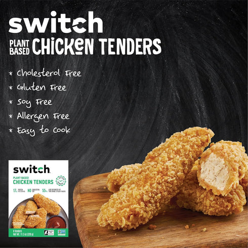 17g 8 11.3 Oz Switch Foods Plant-Based Chicken Tenders | Crispy High Protein Vegan Tenders | Soy, Gluten, GMO