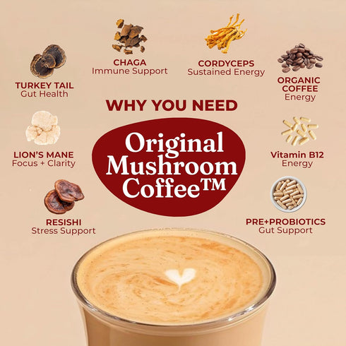 Immune 30 Four Sigmatic Original Mushroom Coffee | High Dose Lion's Mane, Chaga, Turkey Tail, Cordyceps and Reishi |