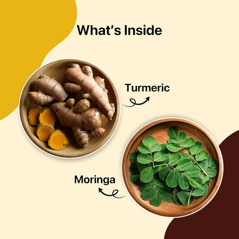 BLUE TEA - Turmeric Tea - Moringa - 15 Count Pyramid Plant Based Tea Bag | CURCUMIN RICH - HERBAL BLEND | Caffeine Free