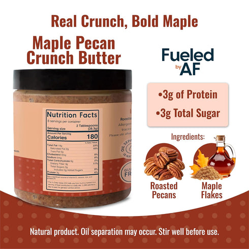 Fueled by AF 8 Fueled AF Maple Pecan Crunch Butter Vegan, Keto, and Paleo Friendly, Ounce (Jar)