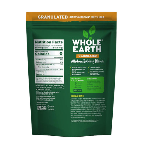 Whole Earth Sweetener Co. Allulose Baking Blend, Granulated Plant-Based Sugar Alternative, 12 Ounces, 0.75 Pound