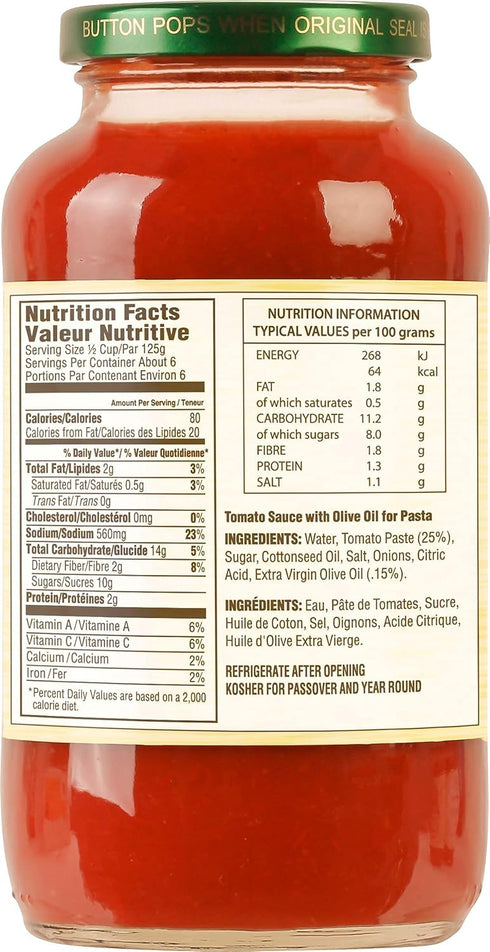 26oz (2 Pack) Gefen Classic Marinara Sauce Rich Tasteing - Made with EVOO | Kosher (Including Passover)