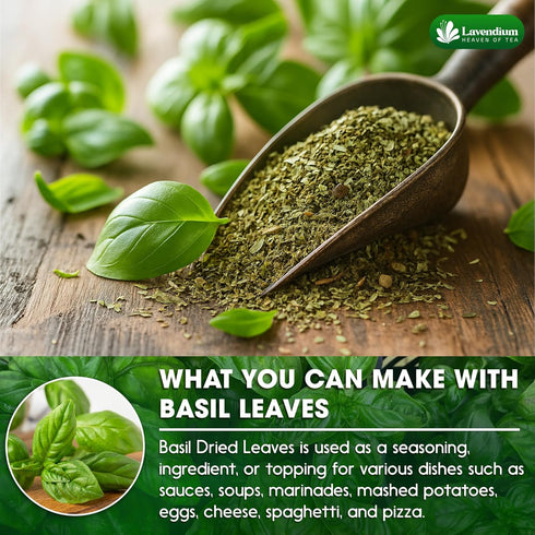 8oz 100% Lavendium, Premium Dried Basil Pure, Non-GMO, Gluten-Free, Vegan Aromatic Culinary Herb for Cooking, Garnish