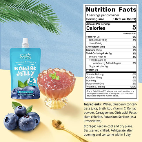 20 Pack, VOLO VERO Drinkable Konjac Jelly, Low Calories, Vegan, Gluten Free, Keto, Vitamin C Fruit Snacks Holiday Gifts